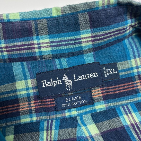 Ralph Lauren Blake Blue Plaid Mens XL Long Sleeve Button Down‎ Shirt Casual - Picture 6 of 7